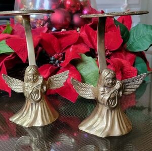 PAIR-Brass Angel Votive Holders